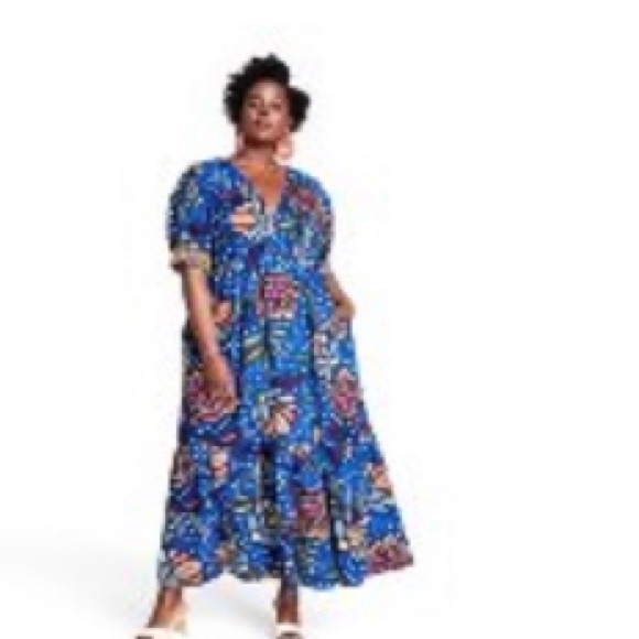Mixed Floral / Polka Dot Puff Sleeve Midi Dress. Tabitha Brown 2022 limited - Picture 4 of 4
